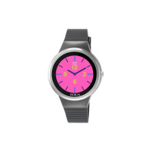 Relógio Rond Connect em aço com correia de silicone cinzenta