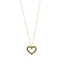Fio Coração Zirc Pretas Dourado