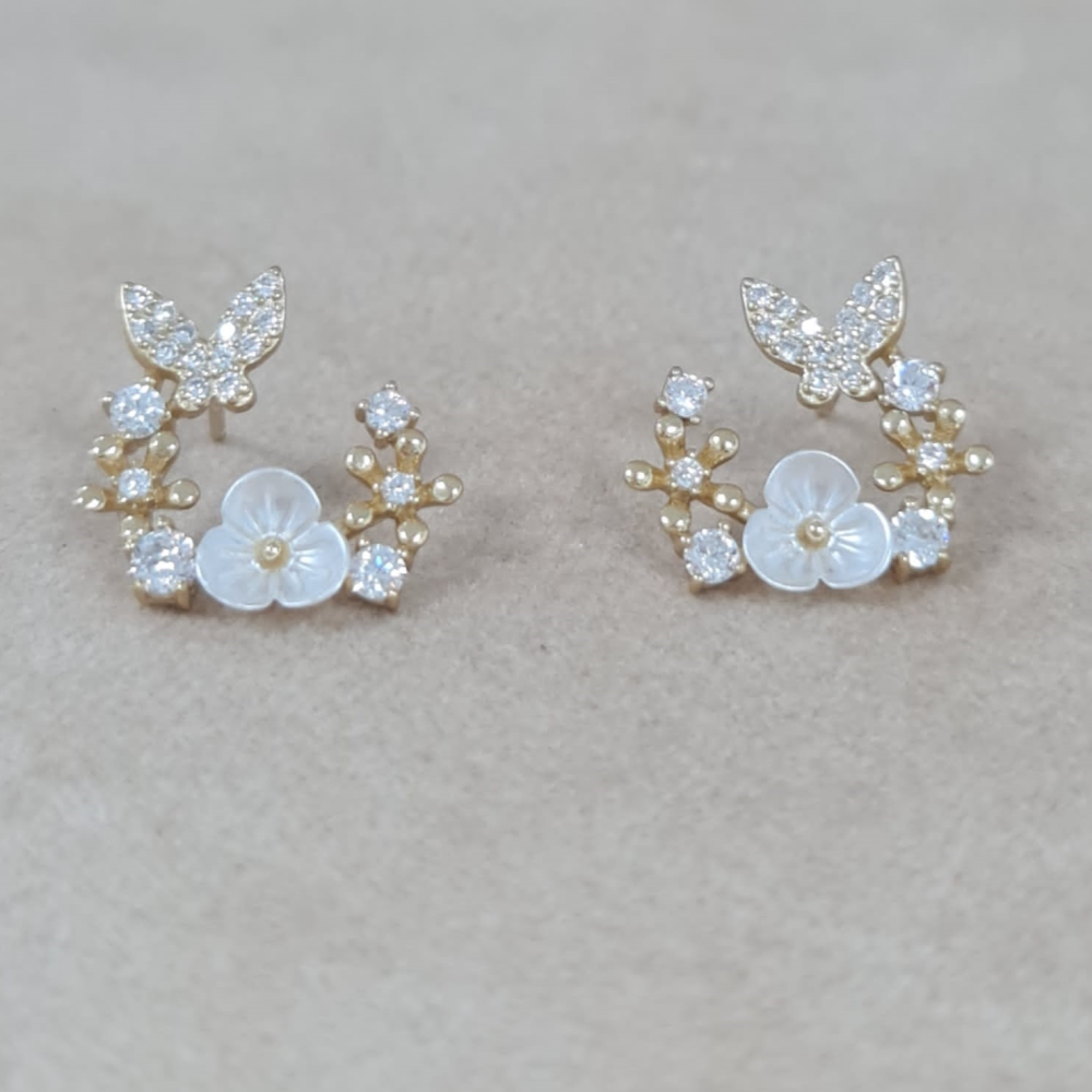 Brincos Coração Pedras Azuis