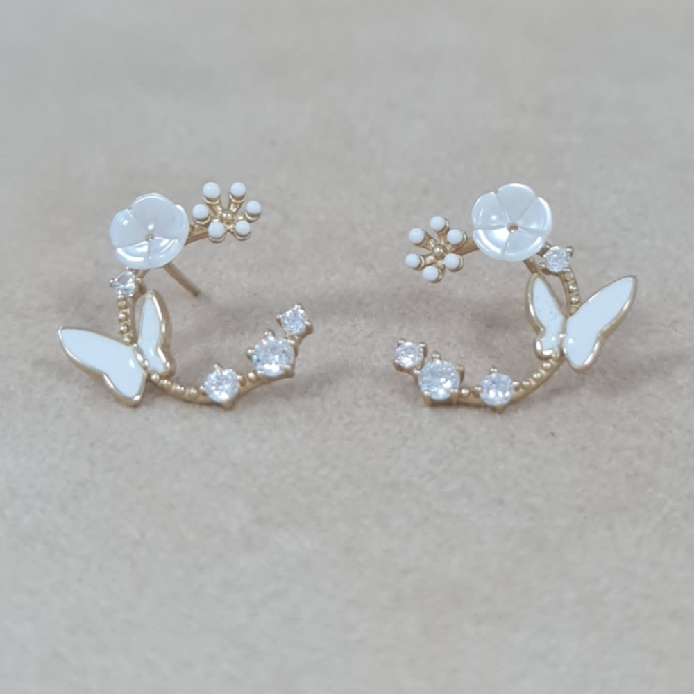 Brincos Coração Pedras Azuis