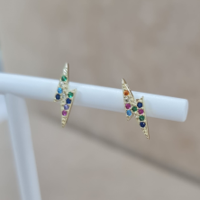 Brincos Coração Pedras Azuis