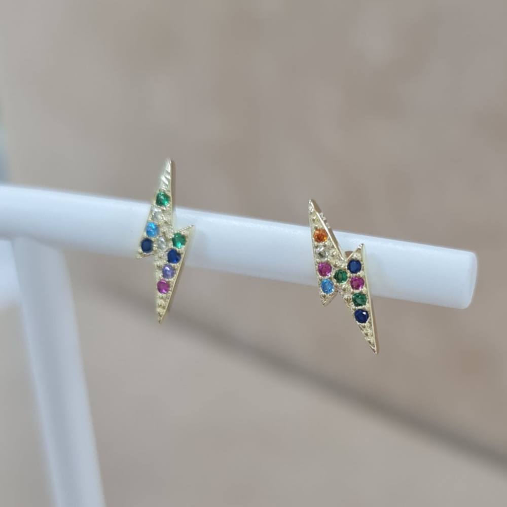 Brincos Coração Pedras Azuis