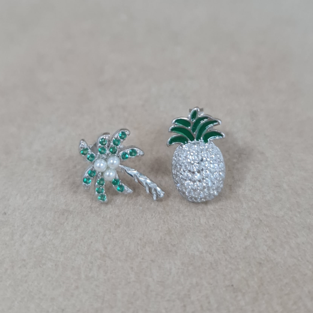 Brincos Coração Pedras Azuis