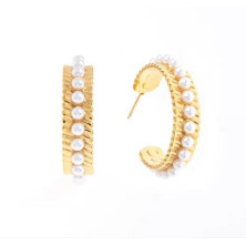 BRINCOS ORTIZ DOURADOS COM PEROLAS